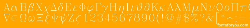 Greekc-Schriftart – Weiße Schriften auf orangefarbenem Hintergrund