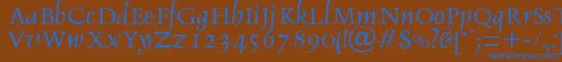 DebdenRegularDb-Schriftart – Blaue Schriften auf braunem Hintergrund