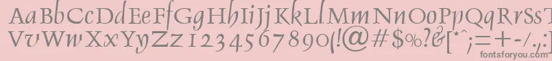 Saiba mais sobre a fonte DebdenRegularDb Fonte DebdenRegularDb – fontes cinzas em um fundo rosa