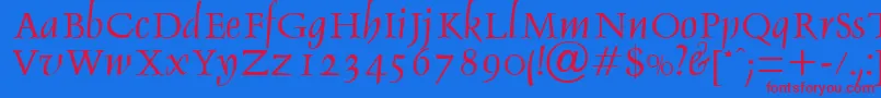 DebdenRegularDb Font – Red Fonts on Blue Background