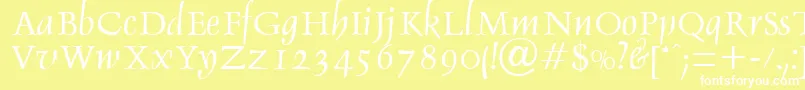フォントDebdenRegularDb – 黄色い背景に白い文字