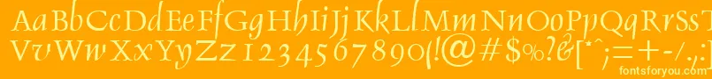 Шрифт DebdenRegularDb – жёлтые шрифты на оранжевом фоне