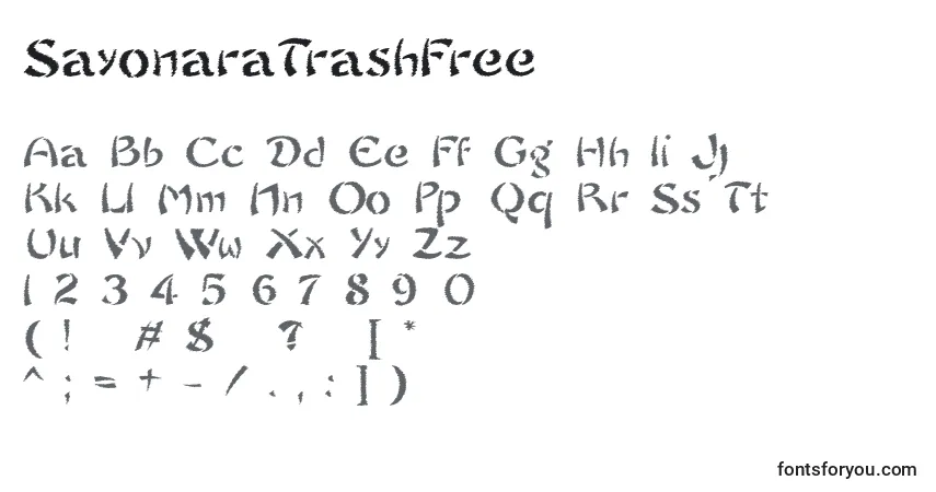 Czcionka SayonaraTrashFree (24163) – alfabet, cyfry, specjalne znaki