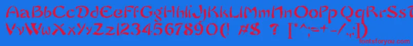SayonaraTrashFree-Schriftart – Rote Schriften auf blauem Hintergrund