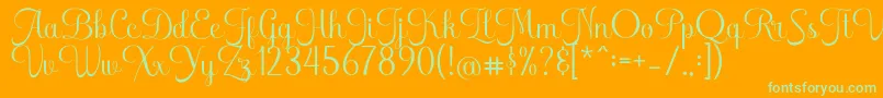 FreshcaRegular Font – Green Fonts on Orange Background