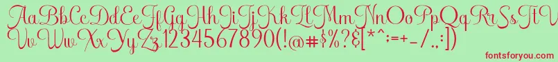 FreshcaRegular Font – Red Fonts on Green Background