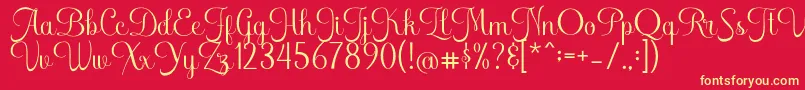 FreshcaRegular Font – Yellow Fonts on Red Background