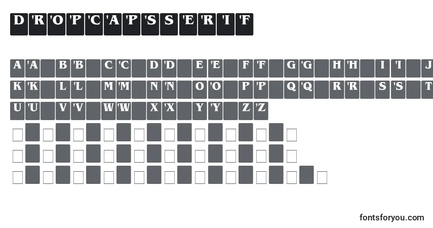 A fonte DropcapsSerif – alfabeto, números, caracteres especiais