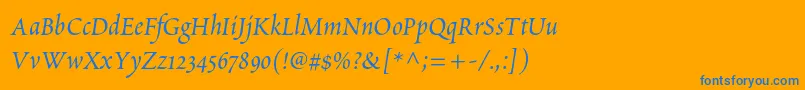 フォントPoeticastd – オレンジの背景に青い文字