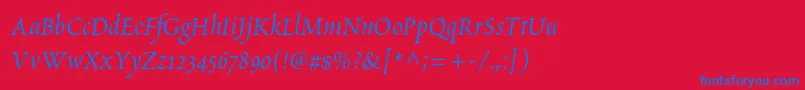 フォントPoeticastd – 赤い背景に青い文字