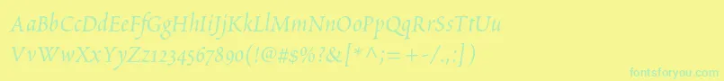 フォントPoeticastd – 黄色い背景に緑の文字