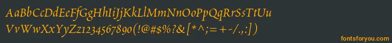 フォントPoeticastd – 黒い背景にオレンジの文字