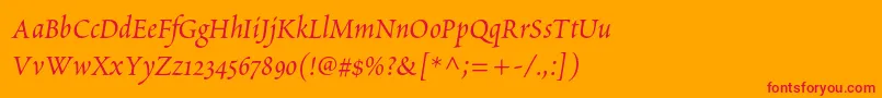 フォントPoeticastd – オレンジの背景に赤い文字