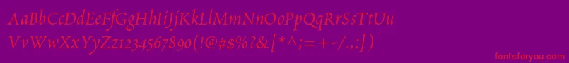 Poeticastd Font – Red Fonts on Purple Background