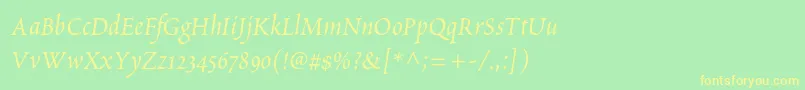 フォントPoeticastd – 黄色の文字が緑の背景にあります