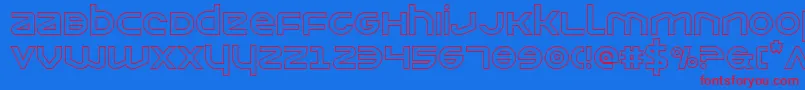 Opilioout-Schriftart – Rote Schriften auf blauem Hintergrund