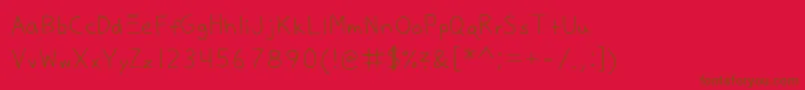 Justy3B Font – Brown Fonts on Red Background