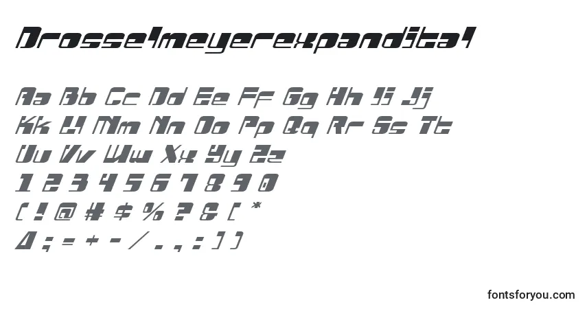Шрифт Drosselmeyerexpandital – алфавит, цифры, специальные символы