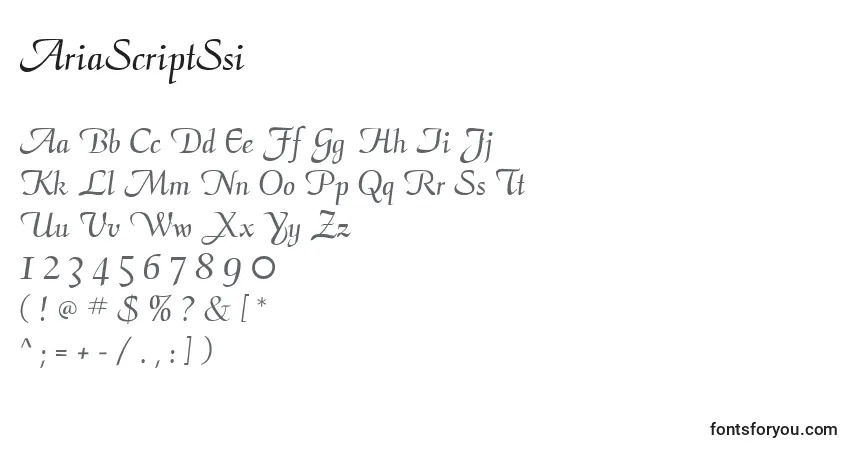 Schriftart AriaScriptSsi – Alphabet, Zahlen, spezielle Symbole