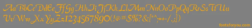フォントAriaScriptSsi – オレンジの文字は灰色の背景にあります。
