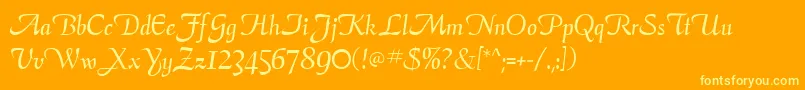 AriaScriptSsi Font – Yellow Fonts on Orange Background