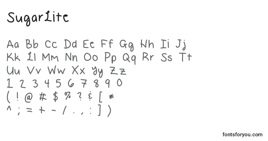 Шрифт SugarLite – алфавит, цифры, специальные символы