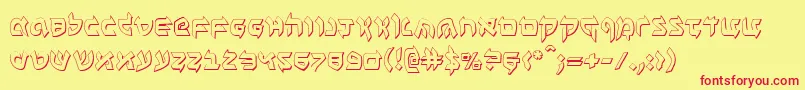 Ben Zion 3D-Schriftart – Rote Schriften auf gelbem Hintergrund
