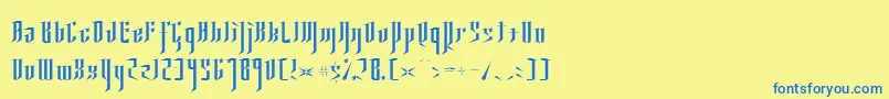 フォントYsgarthNormal – 青い文字が黄色の背景にあります。