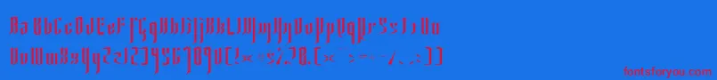 YsgarthNormal-Schriftart – Rote Schriften auf blauem Hintergrund