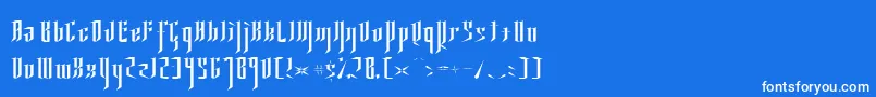 YsgarthNormal-Schriftart – Weiße Schriften auf blauem Hintergrund