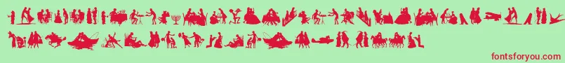 MixedSilhouettesFree Font – Red Fonts on Green Background