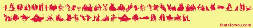 Więcej informacji o czcionce MixedSilhouettesFree Czcionka MixedSilhouettesFree – czerwone czcionki na żółtym tle