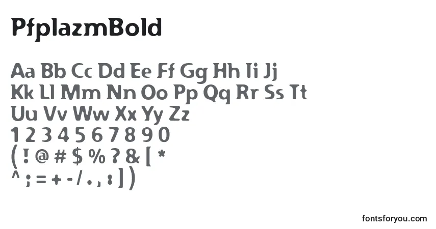 Czcionka PfplazmBold – alfabet, cyfry, specjalne znaki