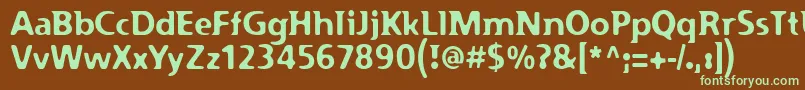 フォントPfplazmBold – 緑色の文字が茶色の背景にあります。