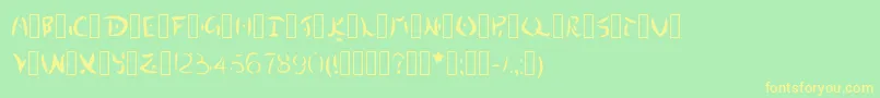 フォントDestinyIsland – 黄色の文字が緑の背景にあります