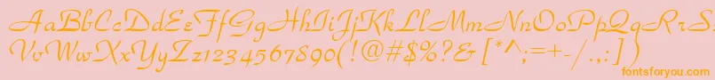 TorhokPlain-Schriftart – Orangefarbene Schriften auf rosa Hintergrund