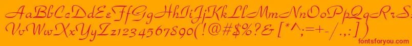 TorhokPlain-Schriftart – Rote Schriften auf orangefarbenem Hintergrund