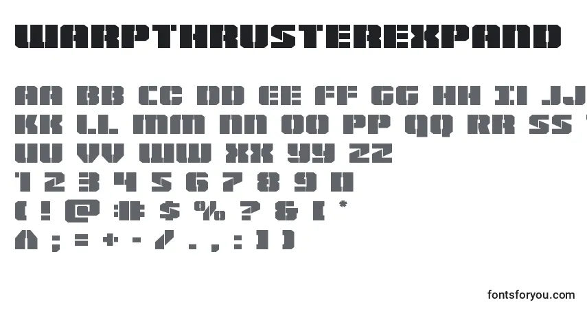 Schriftart Warpthrusterexpand – Alphabet, Zahlen, spezielle Symbole