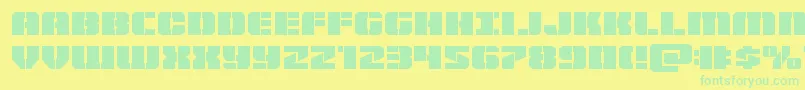 Warpthrusterexpand-Schriftart – Grüne Schriften auf gelbem Hintergrund