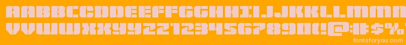 Warpthrusterexpand-Schriftart – Rosa Schriften auf orangefarbenem Hintergrund
