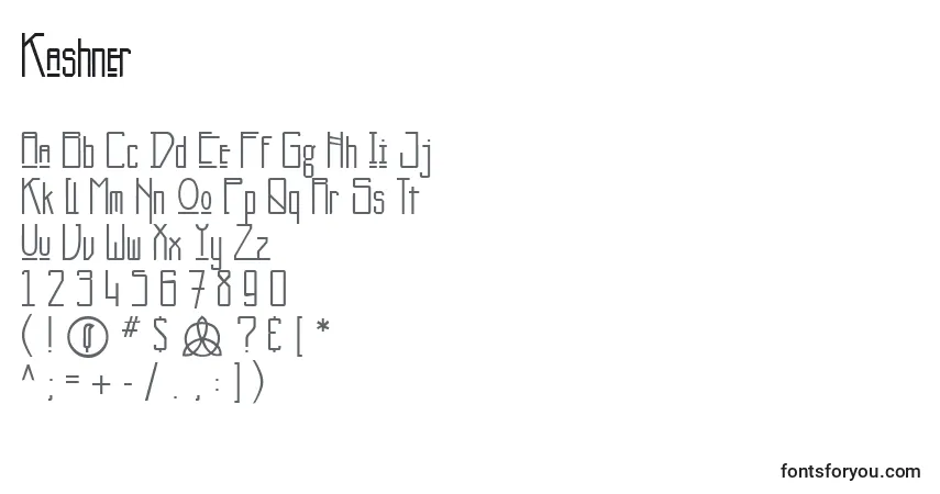 Schriftart Kashner – Alphabet, Zahlen, spezielle Symbole