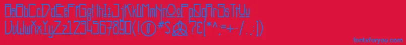 フォントKashner – 赤い背景に青い文字