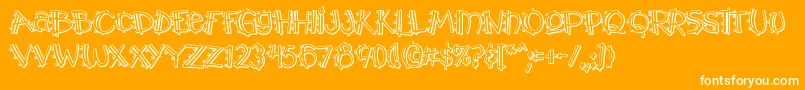 Y2kpmoa-Schriftart – Weiße Schriften auf orangefarbenem Hintergrund