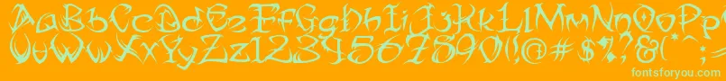 Tribtwo Font – Green Fonts on Orange Background