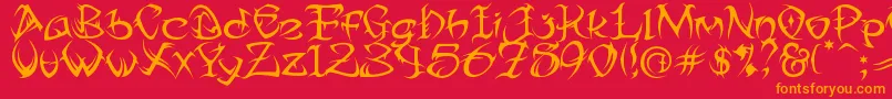 Tribtwo Font – Orange Fonts on Red Background