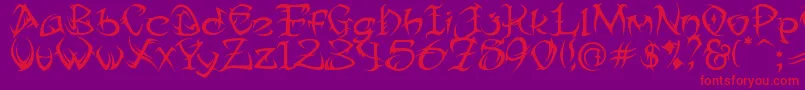 Tribtwo-Schriftart – Rote Schriften auf violettem Hintergrund