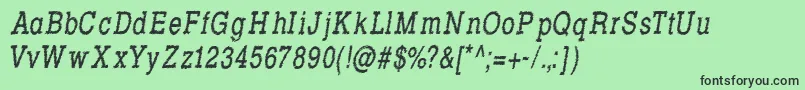 Lisätietoja RowdyTypemachine7CondensedItalic-fontista RowdyTypemachine7CondensedItalic-fontti – mustat fontit vihreällä taustalla