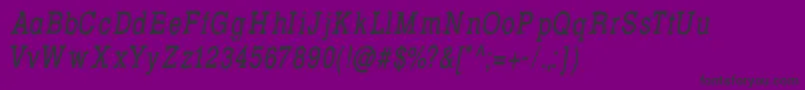 フォントRowdyTypemachine7CondensedItalic – 紫の背景に黒い文字