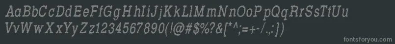 Подробнее о шрифте RowdyTypemachine7CondensedItalic Шрифт RowdyTypemachine7CondensedItalic – серые шрифты на чёрном фоне