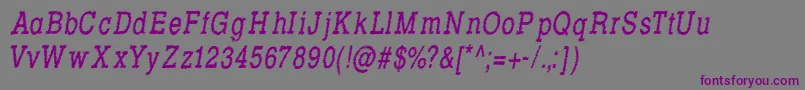 RowdyTypemachine7CondensedItalic Font – Purple Fonts on Gray Background